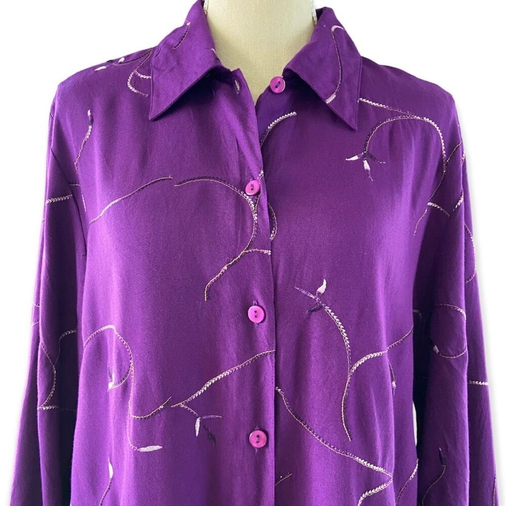 Antthony Originals Purple Embroidered Tunic Blouse M